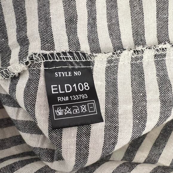 POL Babydoll Gray White Striped Ruffle Flowy Dress 3/4 SLeeves Size Small NWOT - Picture 4 of 8